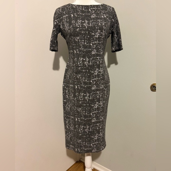 Maggy London Woman’s Midi Dress,Grey and White Abstract Print,Size 6 - Picture 3 of 7